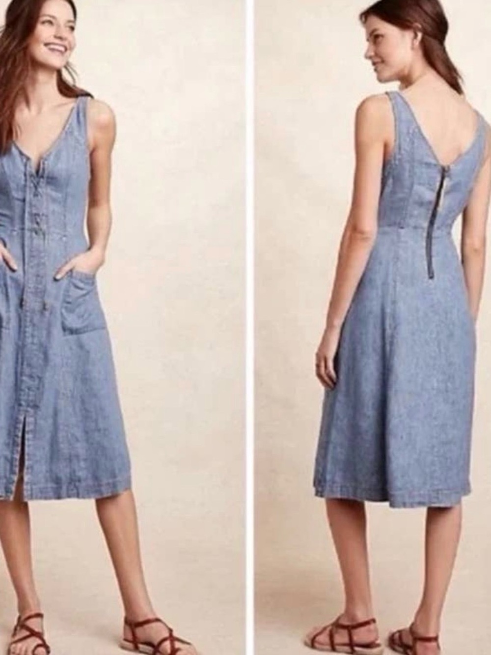 Anthropologie NWOT Holding Horses Atoll light blue denim dress Size S - Picture 2 of 13